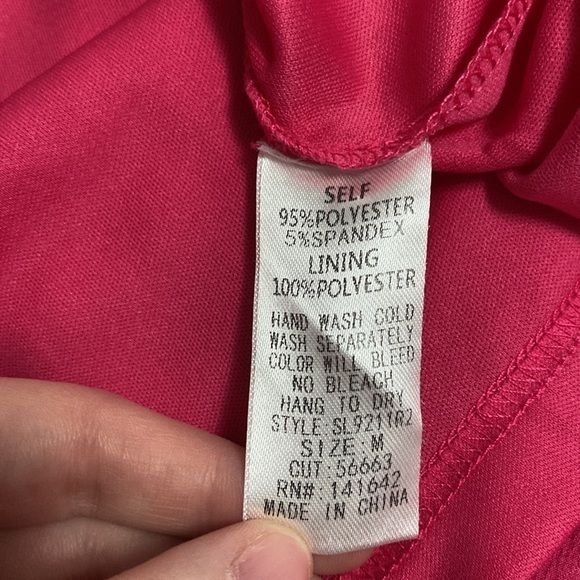 She + Sky‎ Women’s Medium Hot Pink Flare Ruffle V-Neck Mini Dress Barbie - Picture 14 of 16